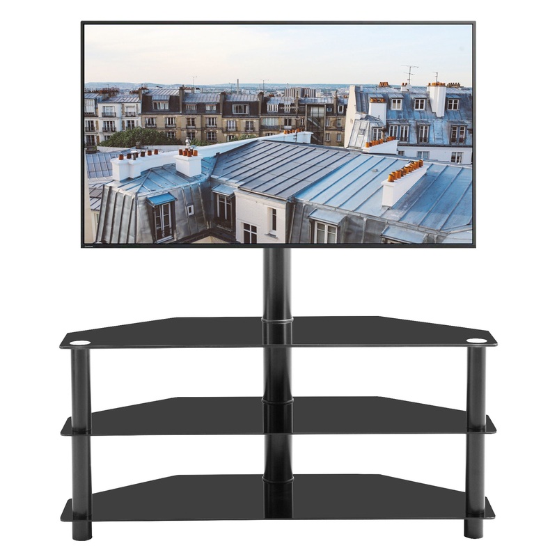 43.3 Multi-Function TV Stand Height Adjustable Bracket Swivel 3 Tier – Black