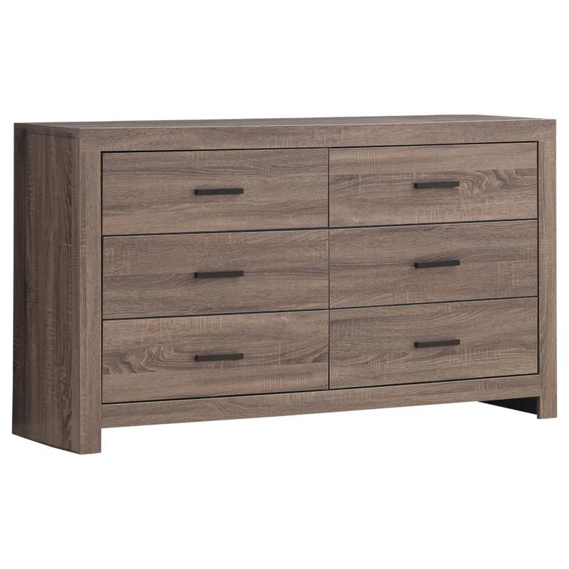 Brantford – 6-Drawer Dresser|Dark Brown|White