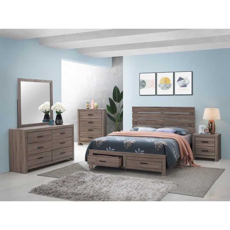 Brantford – Bedroom Set|Dark Brown|White|4 Pc. Bed, Dresser, Mirror, Nightstand|5 Pc. Bed, Dresser, Mirror, Chest, Nightstand|King|Queen