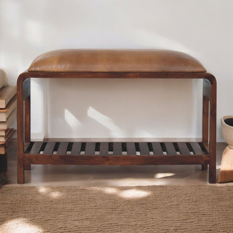 Buffalo – Slatted Square Bench – Brown