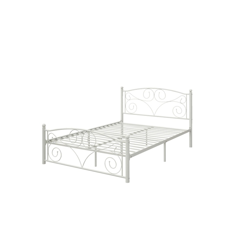 Full With Metal Frame Bed – White