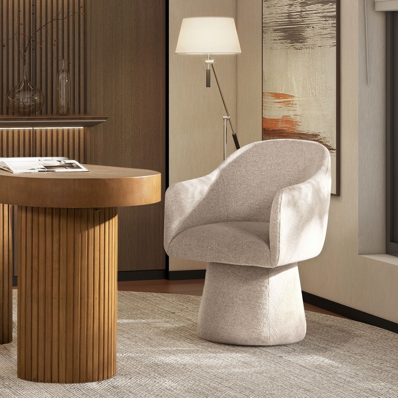 Marcy – Swivel Upholstered Dining Arm Chair – Simple Gray