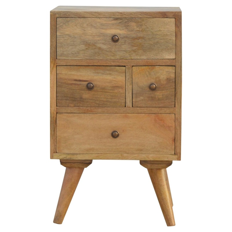 Nordic Style 4 Drawer Multi Nightstand – Oak