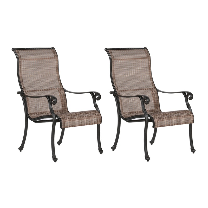 Patio Outdoor Sling Patio Chairs With Aluminum Frame, All-Weather Furniture (Set of 2) – Bronze