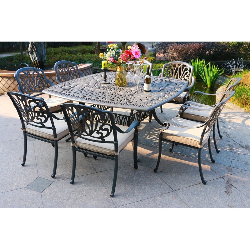 Square 8 Person 64 Long Aluminum Dining Set With Cushions