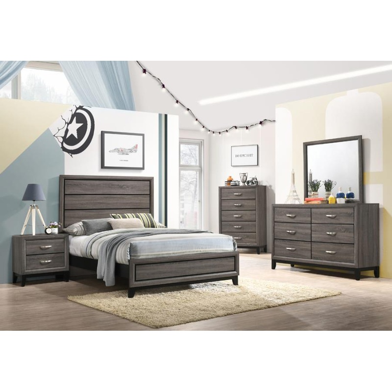 Watson – Bedroom Set|Dark Gray|4 Pc. Bed, Dresser, Mirror, Nightstand|5 Pc. Bed, Dresser, Mirror, Chest, Nightstand|Full|King|California King|Queen|Twin