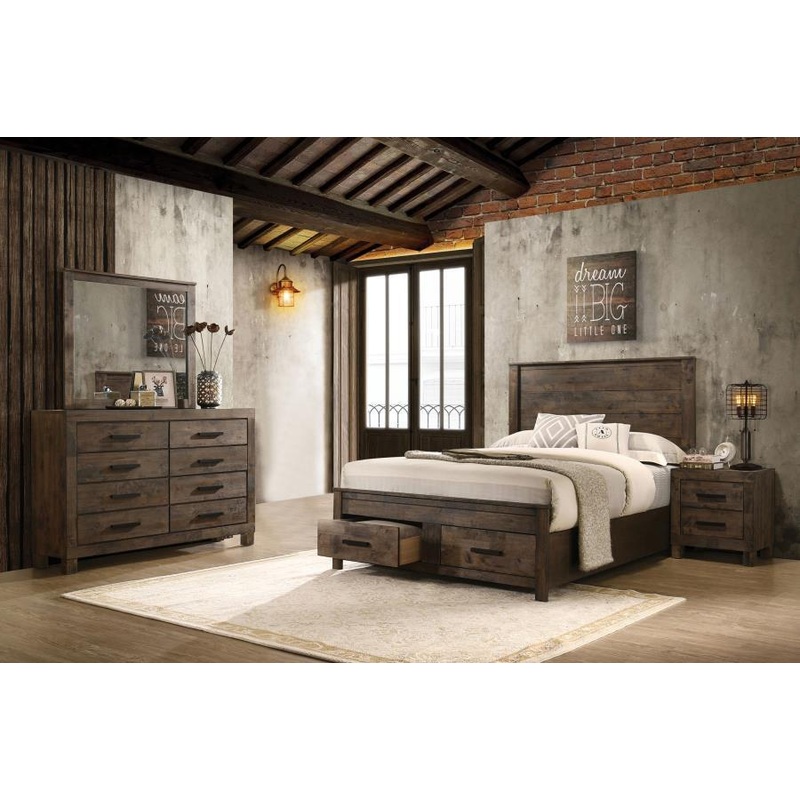 Woodmont – Bedroom Set|Dark Brown|4 Pc. Bed, Dresser, Mirror, Nightstand|5 Pc. Bed, Dresser, Mirror, Chest, Nightstand|King|California King|Queen