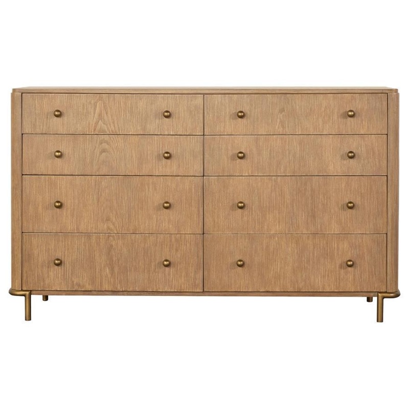 Arini – 8-Drawer Dresser|Light Brown|Black