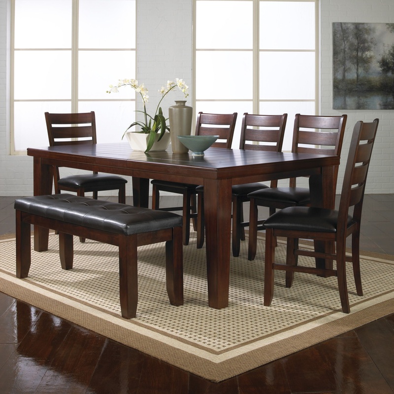 Bardstown – Dining Room Set|Dark Brown|Black|Light Brown|6 Pc. Table, 4 Chairs, Bench|5 Pc. Table, 4 Chairs