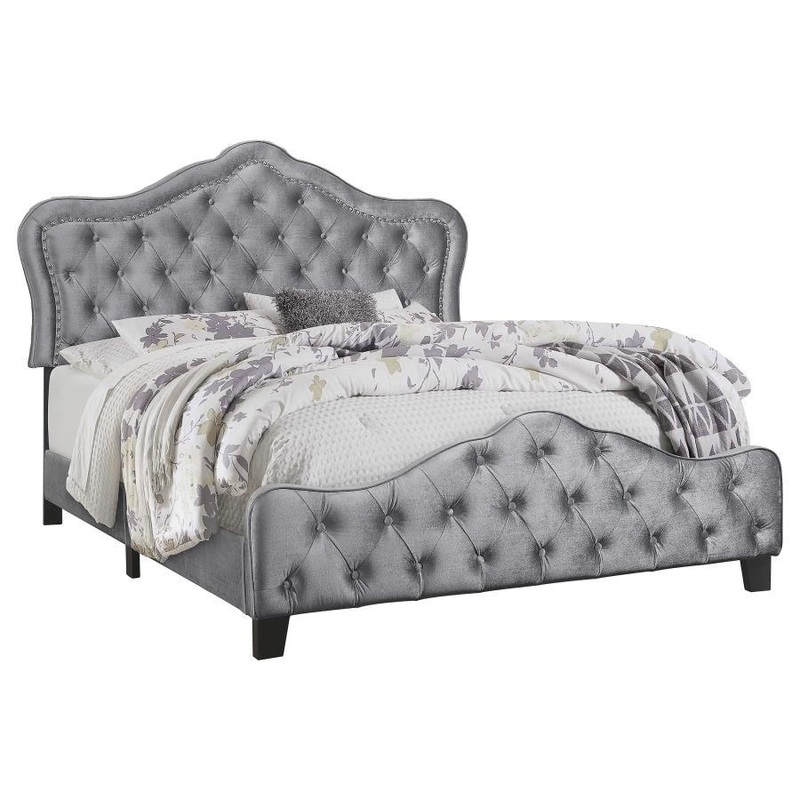 Bella – Upholstered Panel Bed|Dark Gray|King|California King|Queen