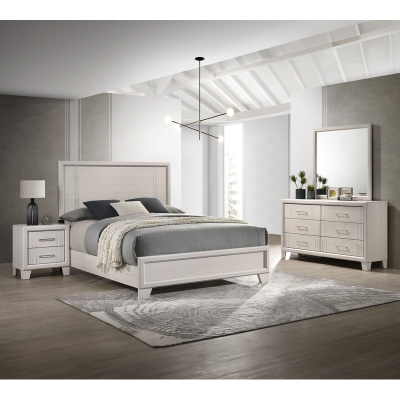 Charlie – Bedroom Set|White|Black|5 Pc. Bed, Dresser, Mirror, Chest, Nightstand|4 Pc. Bed, Dresser, mirror, Nightstand|Full|King|Queen