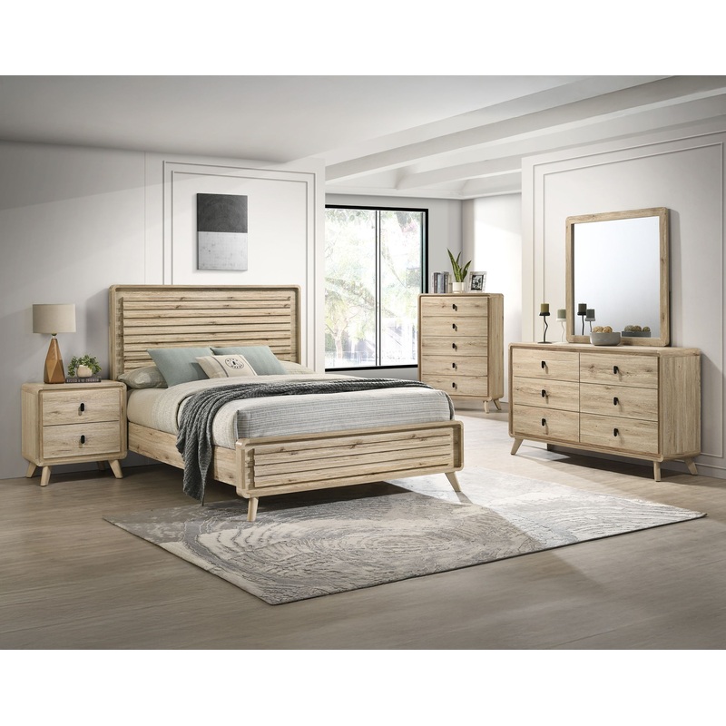 Dawson – Bedroom Set|Light Brown|4 Pc. Bed, Dresser, Mirror, Nightstand|5 Pc. Bed, Dresser, Mirror, Chest, Nightstand|King|Queen
