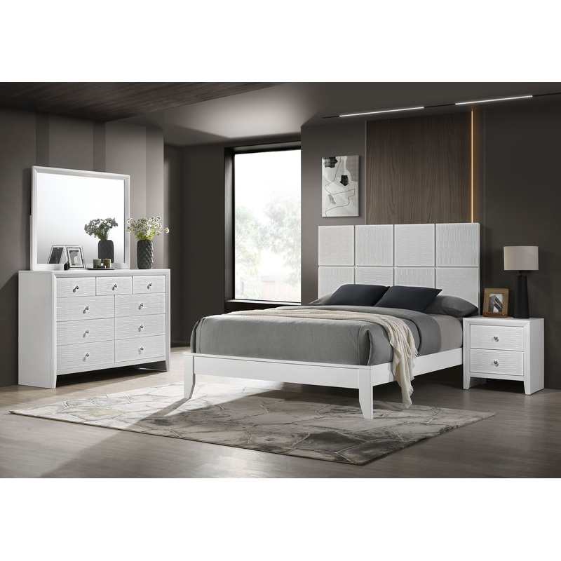 Denker – Bedroom Set|White|Dark Gray|5 Pc. Bed, Dresser, Mirror, Chest, Nightstand|4 Pc. Bed, Dresser, Mirror, Nightstand|Full|Twin|King|Queen