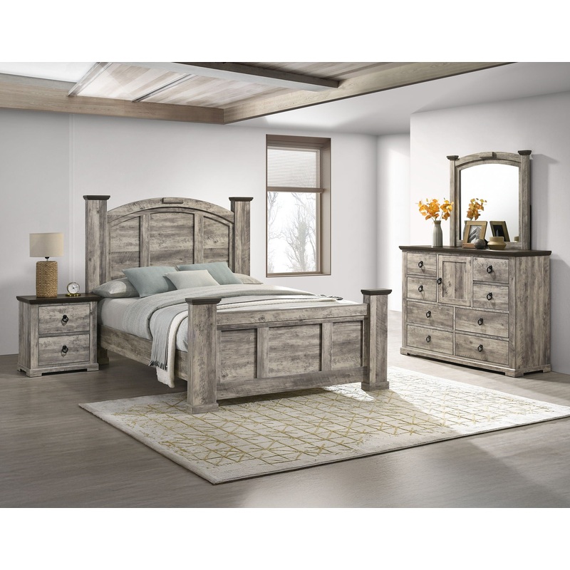 Ella-Mae – Bedroom Set|Gray|4 Pc. Bed, Dresser, Mirror, Nightstand|5 Pc. Bed, Dresser, Mirror, Chest, Nightstand|King|Queen