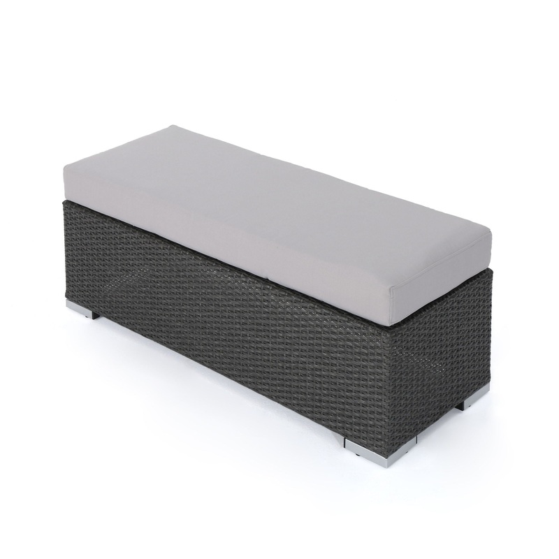 Enthrallia – Outdoor Wicker Bench With Foam Filled Cushion