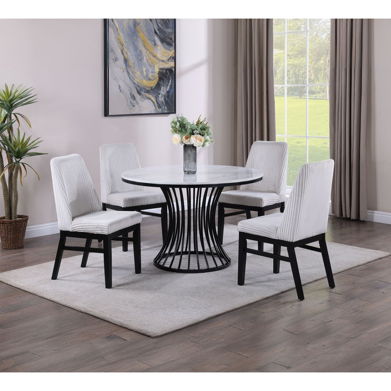 Hadley -Dining Room Set|White|Gray|5 Pc. Table, 4 Chairs