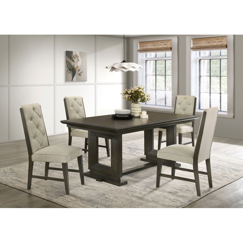 Herbert – Dining Room Set|Dark Brown|5 Pc. Table, 4 Chairs|6 Pc. Table, 4 Chairs, Bench