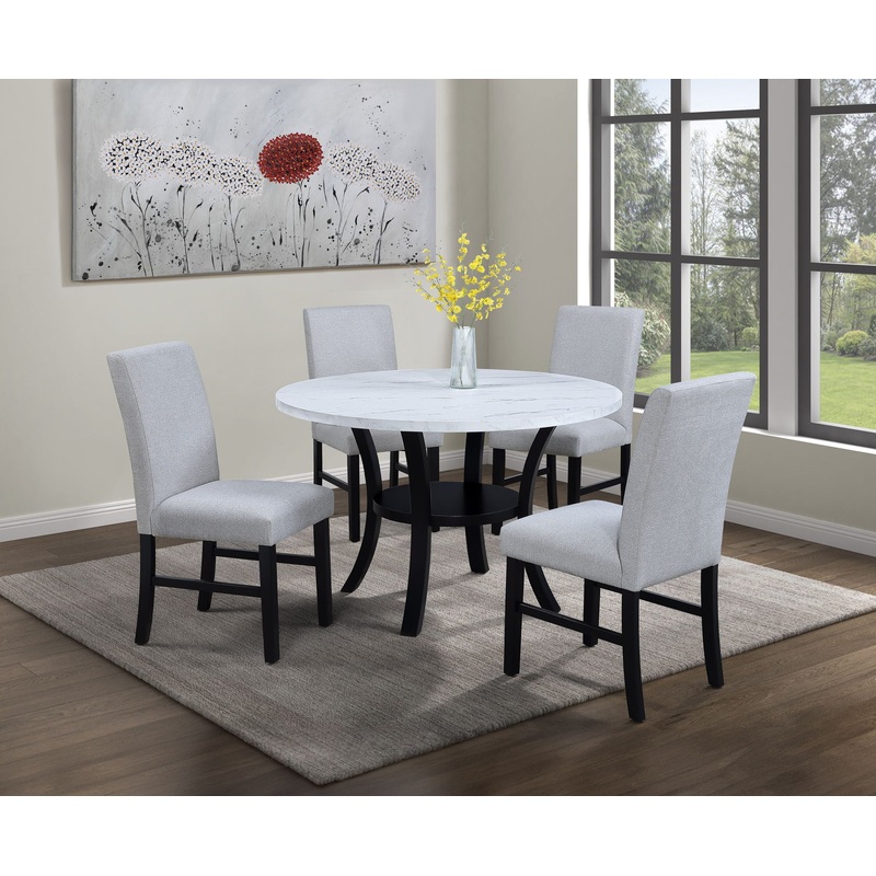Isla – 5 Piece Dining Room Set – White / Black