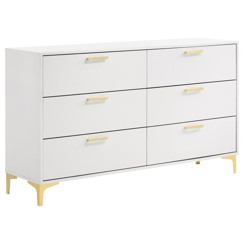 Kendall – 6-Drawer Dresser|White|Black