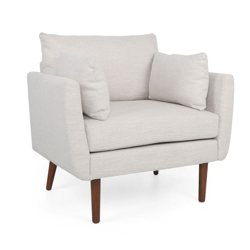Luminate – Upholstered Fabric Club Chair With Tapered Legs And 2 Accent Pillows