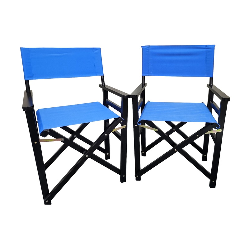 Folding Chair Wooden Director Chair Canvas Folding Chair Folding Chair (Set of 2) – Blue