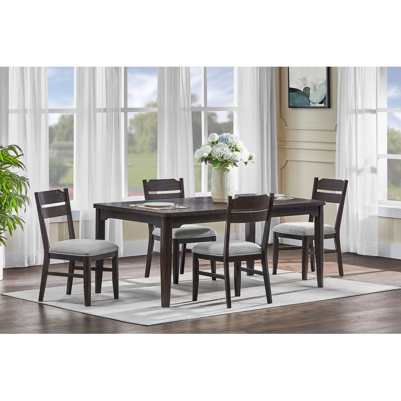 Higgins – Dining Room Set|Dark Brown|5 Pc. Table, 4 Chairs|6 Pc. Table, 4 Chairs, Bench