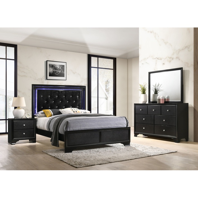 Micah – Bedroom Set|Black|4 Pc. Bed, Dresser, Mirror, Nightstand|5 Pc. Bed, Dresser, Mirror, Chest, Nightstand|California King|Full|King|Queen|Twin