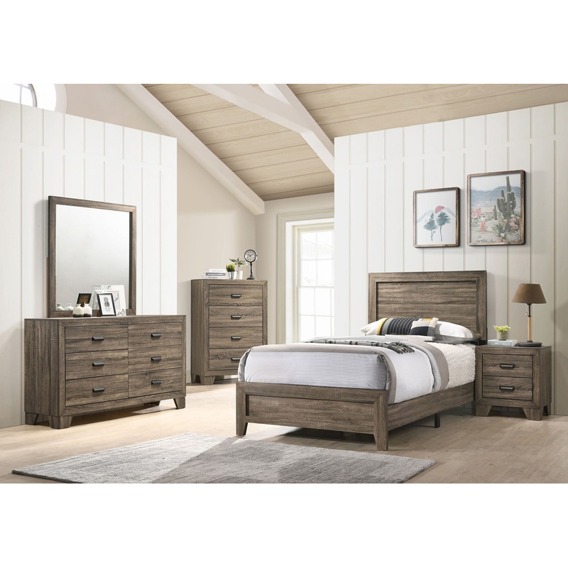 Millie – Bedroom Set|Gray|Dark Brown|4 Pc. Bed, Dresser, Mirror, Nightstand|5 Pc. Bed, Dresser, Mirror, Chest, Nightstand|Full|King|Queen|Twin