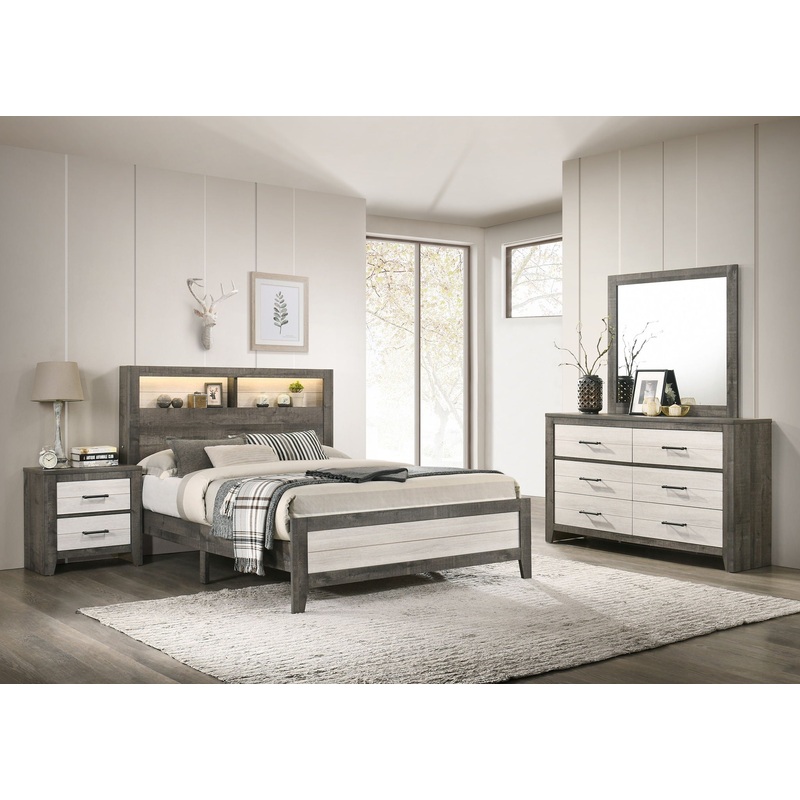 Rhett – Bedroom Set|White|4 Pc. Bed, Dresser, Mirror, Nightstand|5 Pc. Bed, Dresser, Mirror, Chest, Nightstand|King|Queen