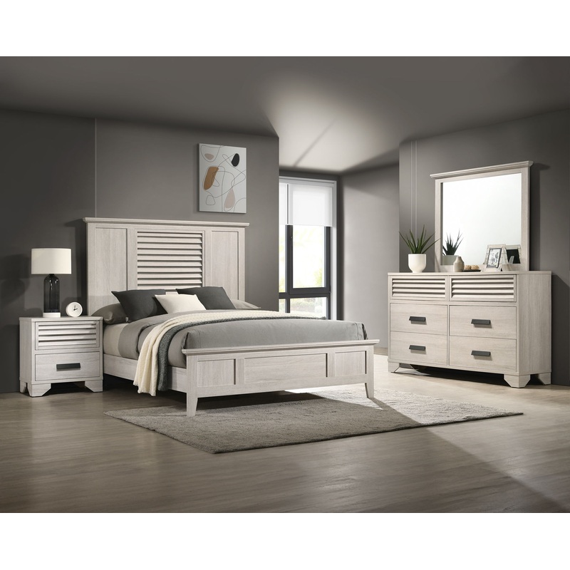 Sarter – Bedroom Set|White|4 Pc. Bed, Dresser, Mirror, Nightstand|5 Pc. Bed, Dresser, Mirror, Chest, Nightstand|King|Queen
