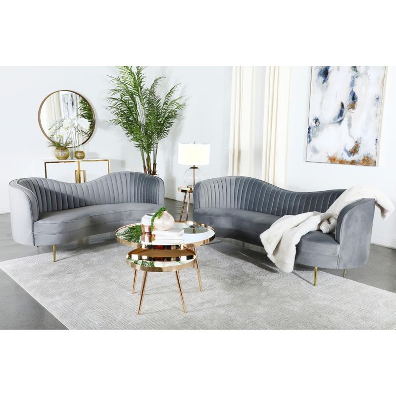 Sophia – Upholstered Channel Tufted Sofa Set