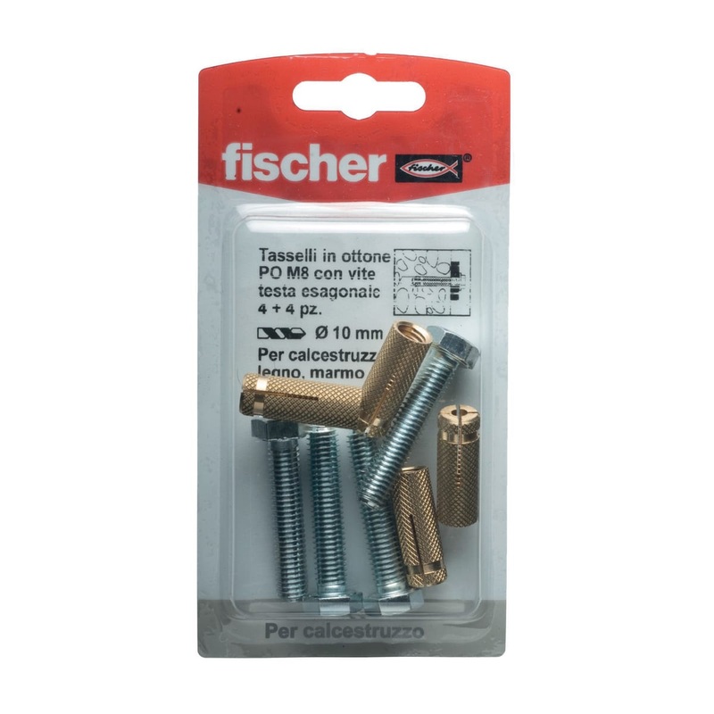 TASSELLO OTTONE CON VITI, DIAM 8MM, 4 PEZZI