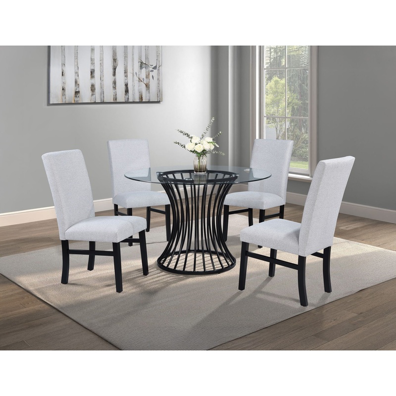 Tracy – Dining Room Set|Black|Gray|5 Pc. Table, 4 Chairs