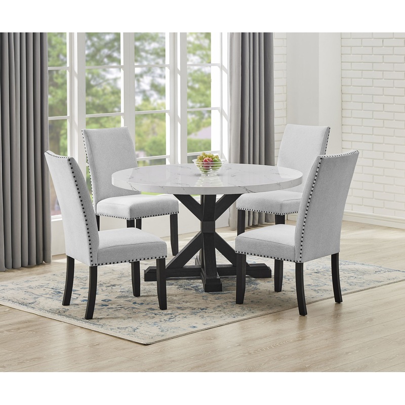 Vance – 5 Piece Dining Room Set – White / Gray