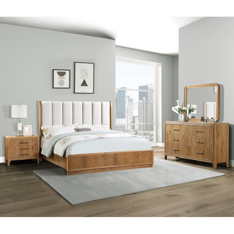 Westcott – Bedroom Set|Light Brown|4 Pc. Bed, Dresser, Mirror, Nightstand|5 Pc. Bed, Dresser, Mirror, Chest, Nightstand|King|Queen