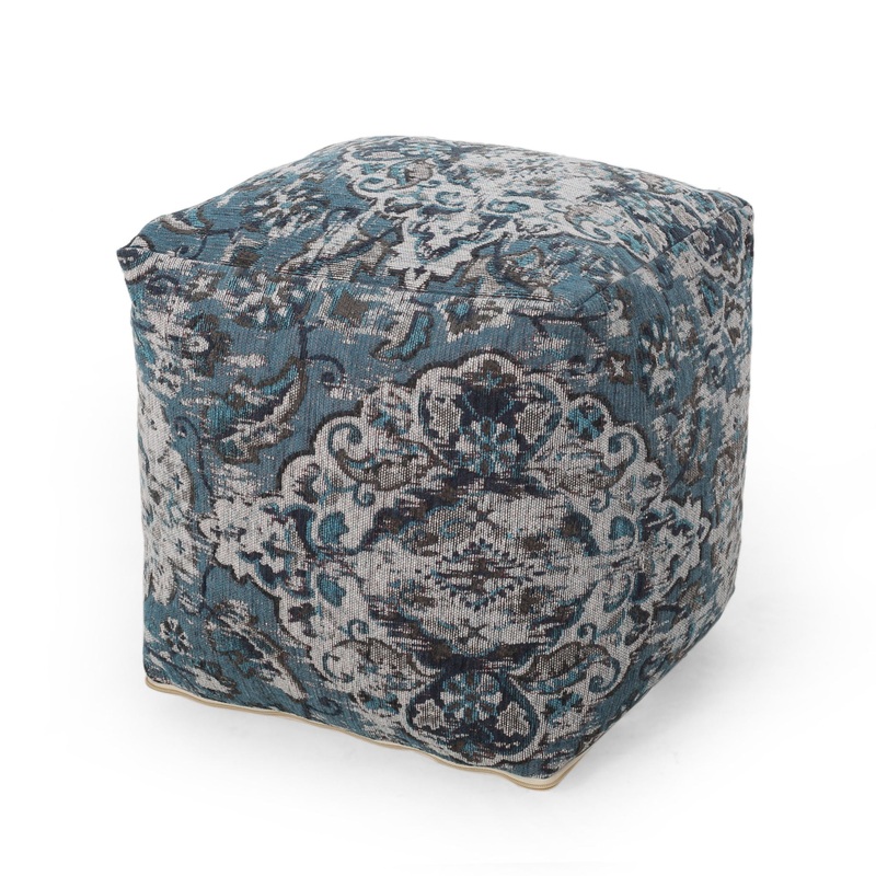 Anita – Square Pouf Ottoman And Floor Cushion – Blue