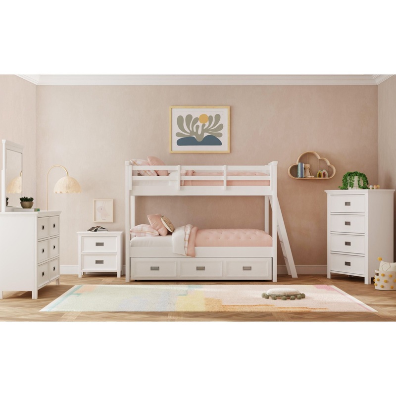 Hampton Kids – Bunk With Ladder And Trundle Bedroom Set