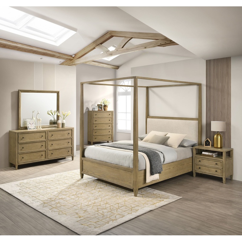 Sienna – Bedroom Set|Light Brown|4 Pc. Bed, Dresser, Mirror, Nightstand|5 Pc. Bed, Dresser, Mirror, Chest, Nightstand|King|Queen