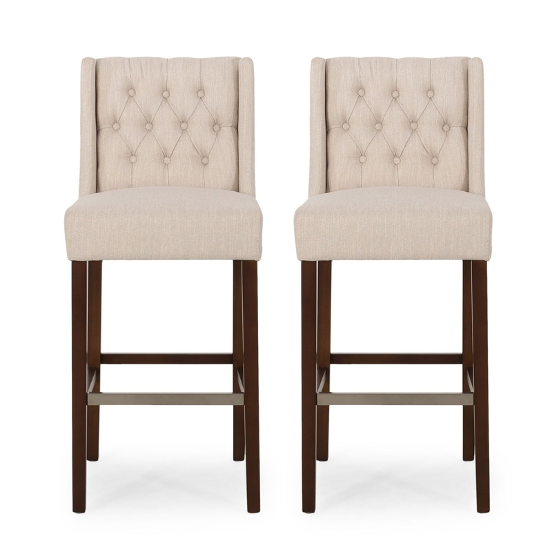 Solstara – Upholstered Dining Barstool With Button Tufted And Wing Back