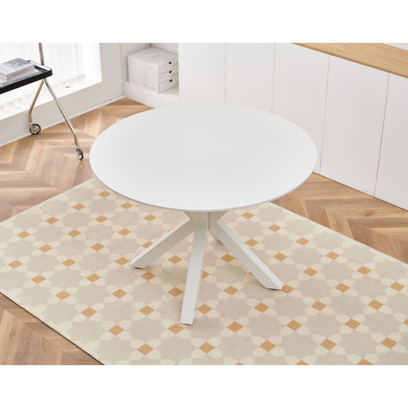 Table Mid-Century Dining Table For 4 – 6 People With Round MDF Table Top, Pedestal Dining Table, End Table Leisure Coffee Table, Cross Leg