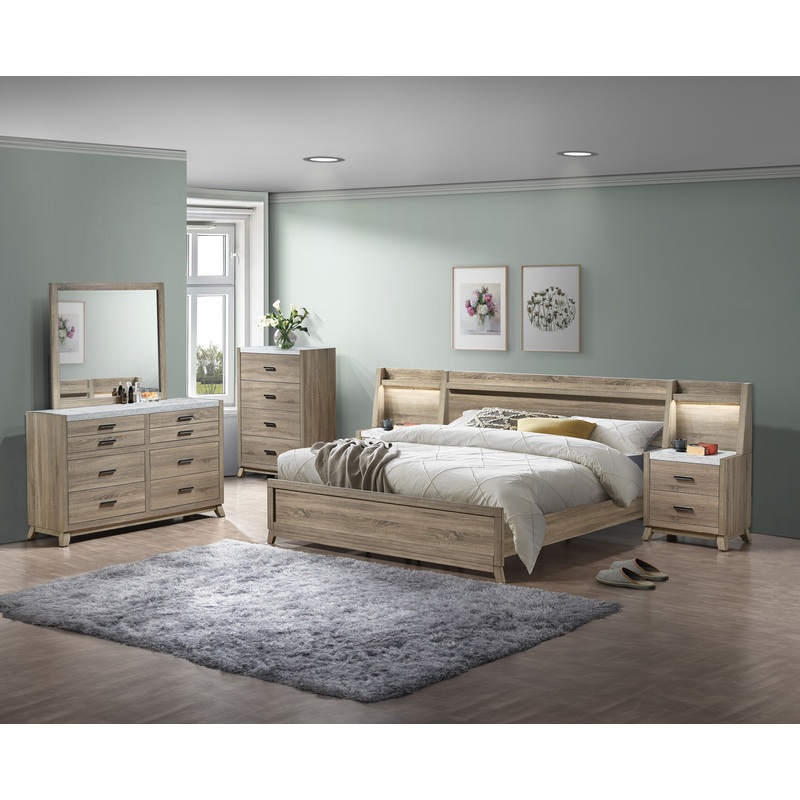 Tilston – Bedroom Set|Light Brown|4 Pc. Bed, Dresser, Mirror, Nightstand|5 Pc. Bed, Dresser, Mirror, Chest, Nightstand|6 Pc. Bed, Dresser, Mirror, Chest, 2 Nightstands|Queen