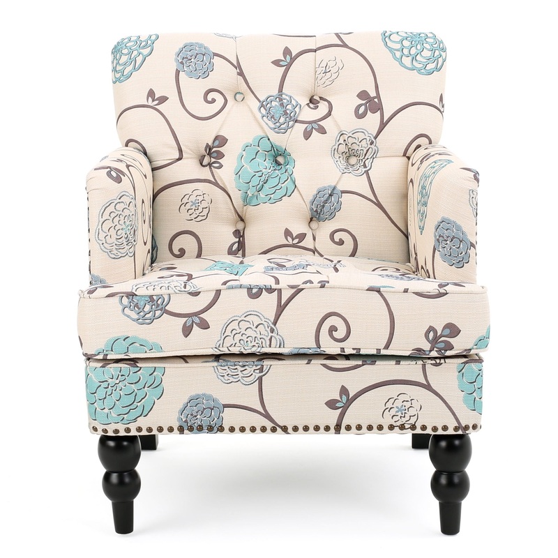 Vitality – Club Chair With Button Tufted Diamond Stitching And Turned Legs