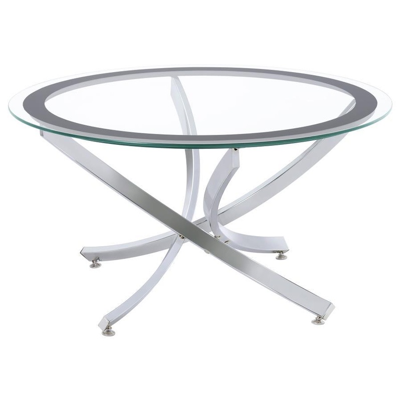 Brooke – Round Glass Top Coffee Table Metal Base