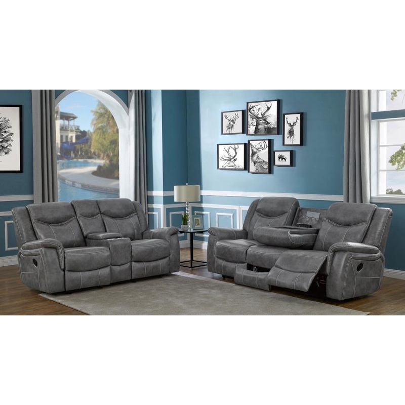 Conrad – Upholstered Padded Arm Motion Sofa Set