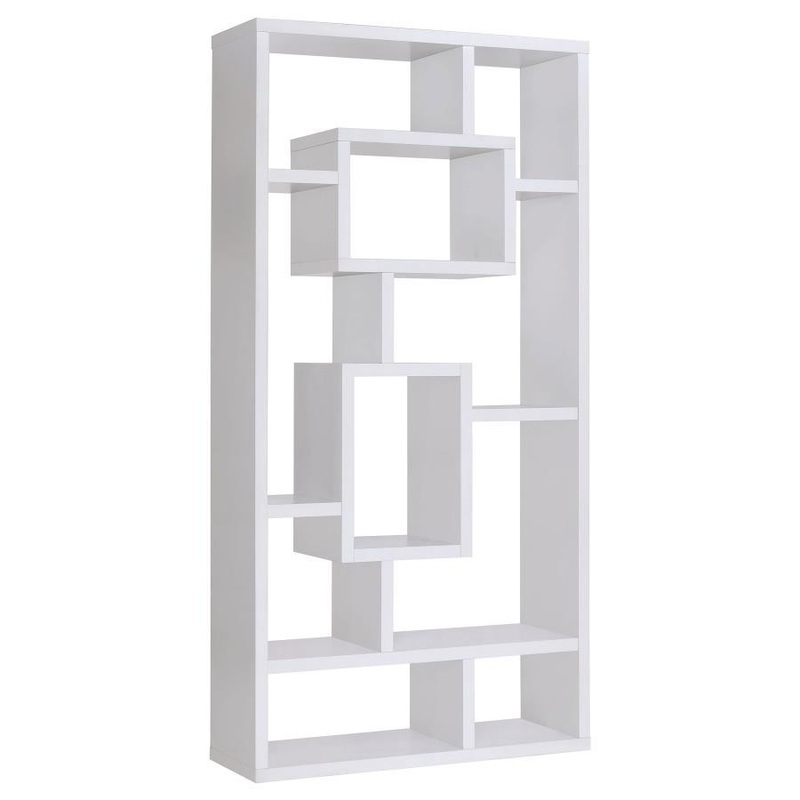 Corey – 8-Shelf Bookshelf|White|Dark Gray