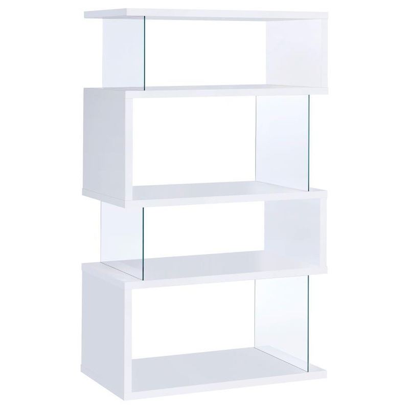 Emelle – 4-Shelf Glass Panel Bookshelf