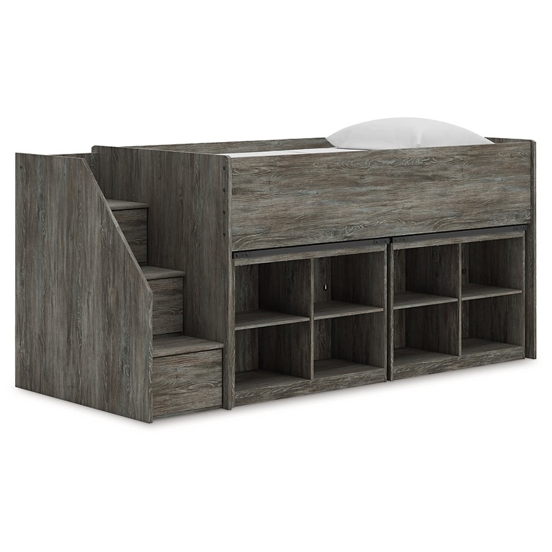 Frandern Twin Loft Bed with Bookcase Storage