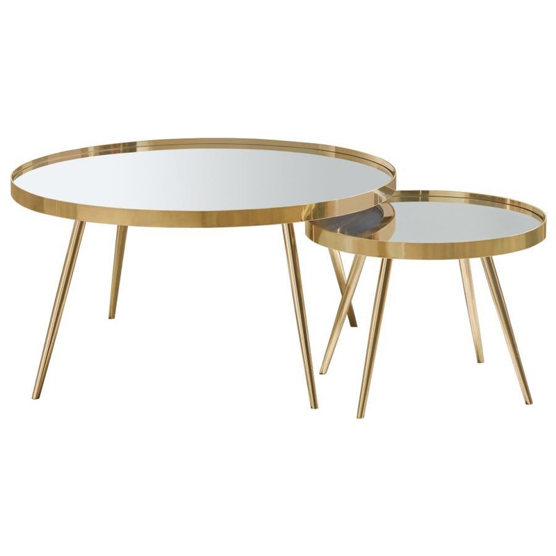 Kaelyn – 2 Piece Round Mirror Top Nesting Coffee Table
