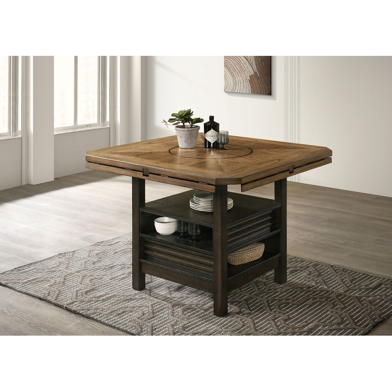 Oakly – Counter Height Table – Charcoal / Light Brown