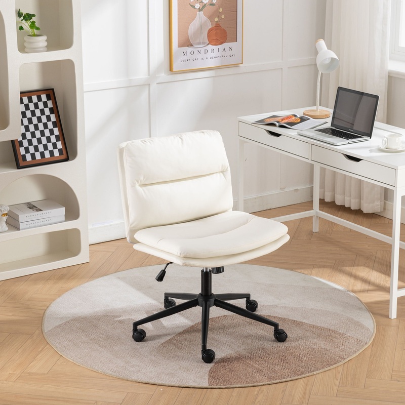 Bizerte – Adjustable Swivel Criss-Cross Chair, Wide Seat / Office Chair / Vanity Chair – White